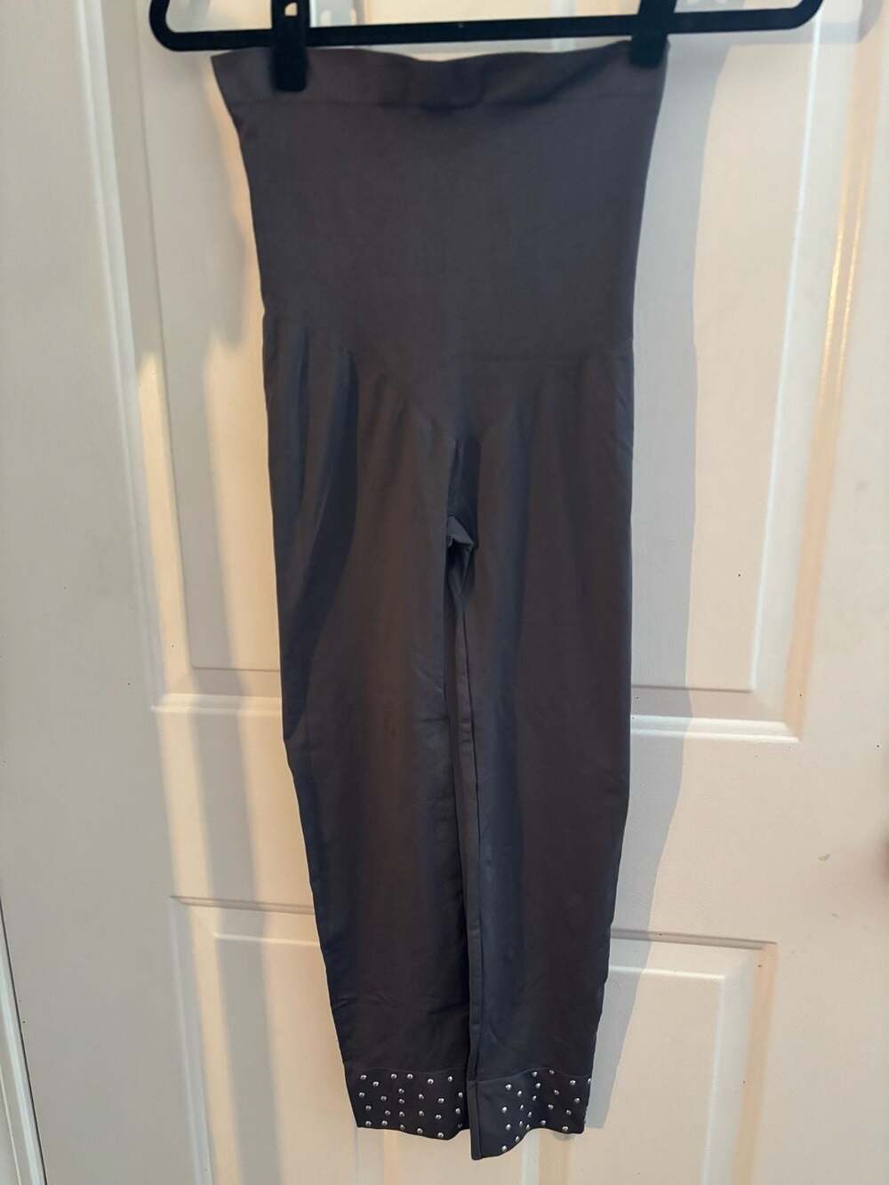 Rhonda Shear Gray Studded Hem Shaping Pants